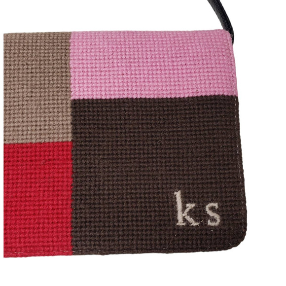 kate spade Bags Kate Spade Needlepoint Wool Color Block Leather Handle Bag Poshmark